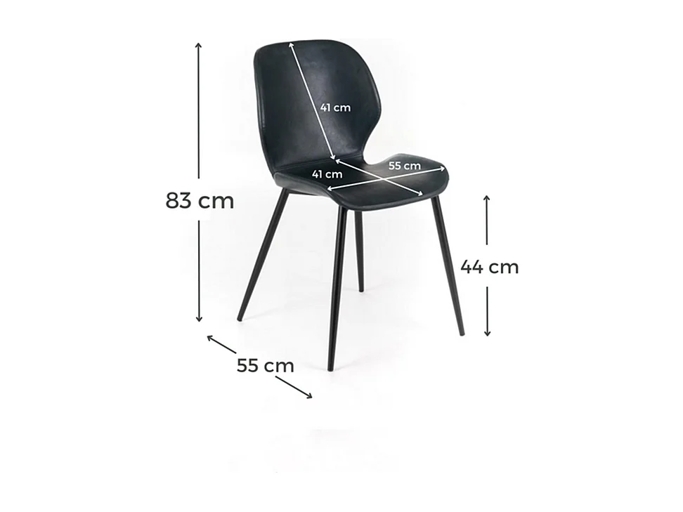 Set di 4 sedie eleganti in similpelle verde petrolio "Liam" soft touch vintage cm 45x55 83h