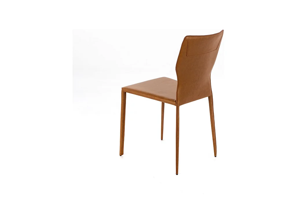 Set di 2 sedie in similcuoio marrone "Quito" moderne con gambe in metallo cm 44x56 86,5h