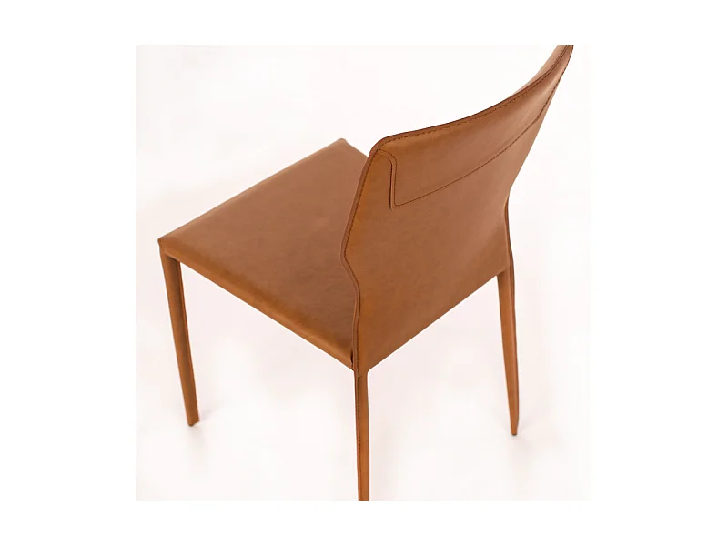 Set di 2 sedie in similcuoio marrone "Quito" moderne con gambe in metallo cm 44x56 86,5h