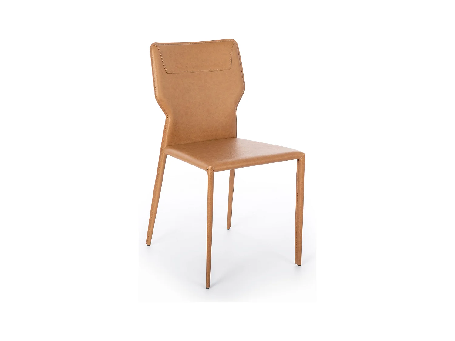 Lot de 2 chaises modernes "Quito" en similicuir marron avec pieds en métal cm 44x56 86,5h