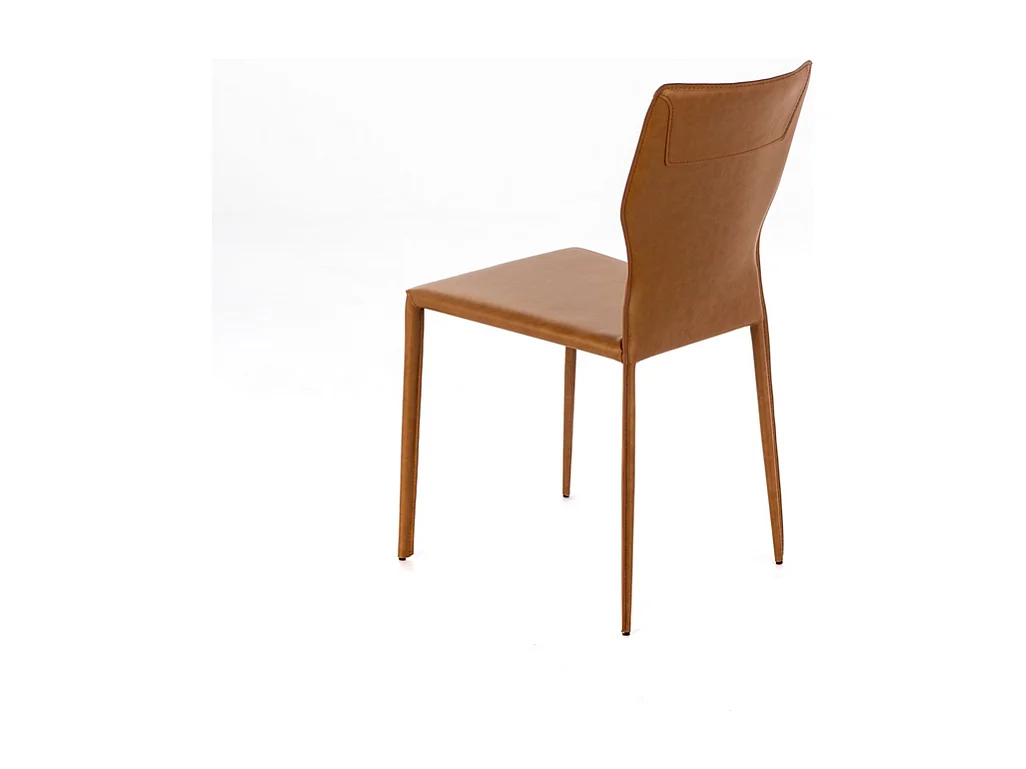 Set di 2 sedie in similcuoio marrone "Quito" moderne con gambe in metallo cm 44x56 86,5h