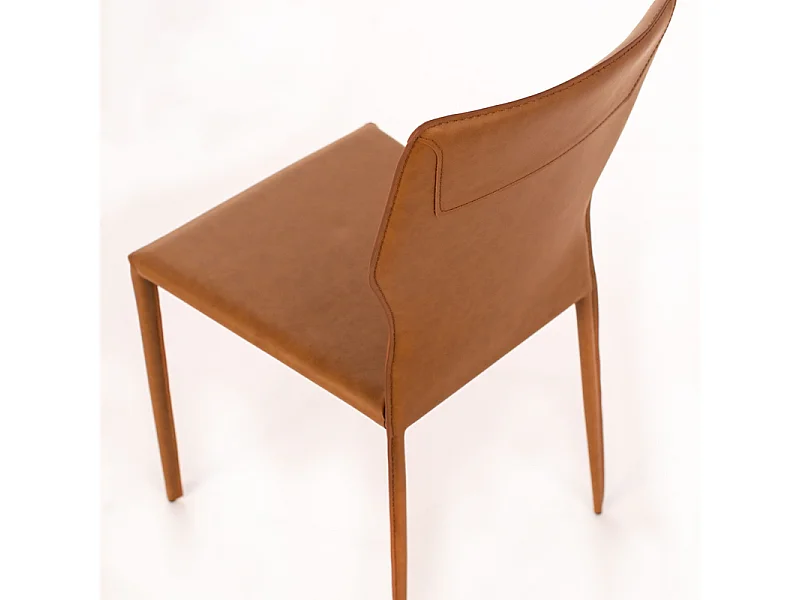 Set di 2 sedie in similcuoio marrone "Quito" moderne con gambe in metallo cm 44x56 86,5h