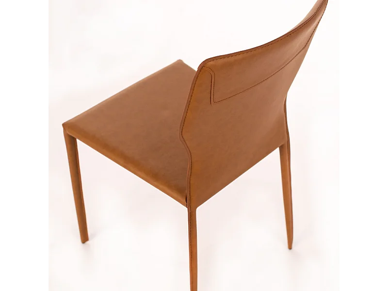 Set di 2 sedie in similcuoio marrone "Quito" moderne con gambe in metallo cm 44x56 86,5h