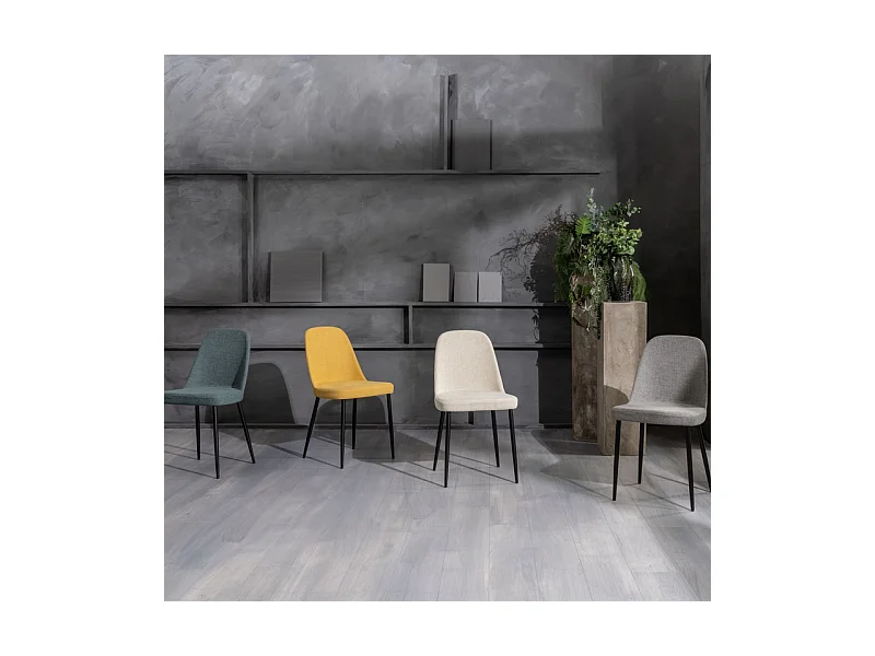 Ensemble de 4 chaises modernes en tissu vert aqua "Giglio" avec pieds en métal peint cm 46x55 85h