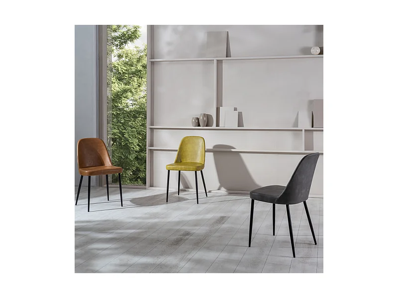 Ensemble de 4 chaises de salle à manger modernes gris clair « Damas » recouvertes de similicuir doux au toucher