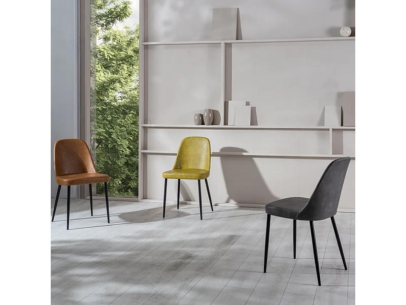 Set di 4 sedie moderne da pranzo grigio chiaro "Damasco" imbottite in similpelle soft touch