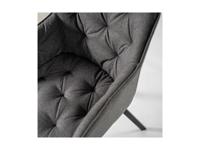 Set di 4 sedie imbottite grigio scuro "Dalia" da soggiorno in tessuto gambe in metallo verniciato cm 55x60 79h