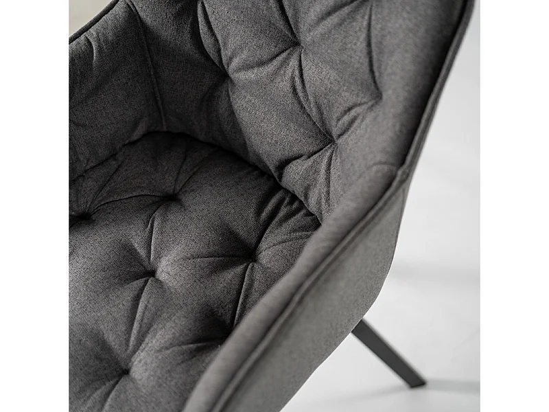 Set di 4 sedie imbottite grigio scuro "Dalia" da soggiorno in tessuto gambe in metallo verniciato cm 55x60 79h