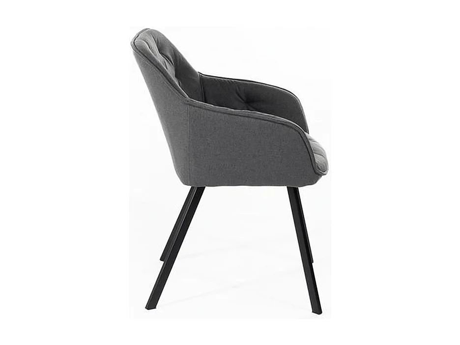 Set di 4 sedie imbottite grigio scuro "Dalia" da soggiorno in tessuto gambe in metallo verniciato cm 55x60 79h