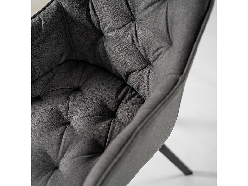 Set di 4 sedie imbottite grigio scuro "Dalia" da soggiorno in tessuto gambe in metallo verniciato cm 55x60 79h