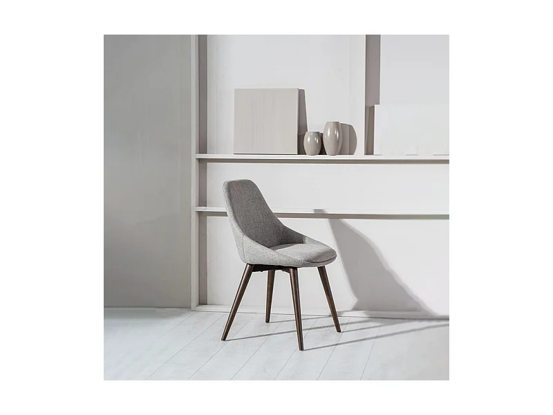 Lot de 4 chaises de salle à manger modernes en tissu gris clair "Zaira" structure en bois 49x58 cm 85h