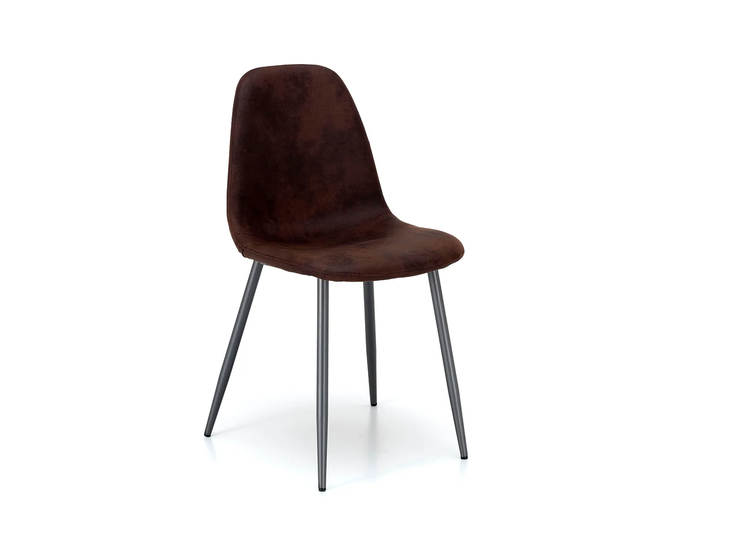 Set di 4 sedie imbottite marrone "Ginestra" moderni in similpelle cm 50x44 84h