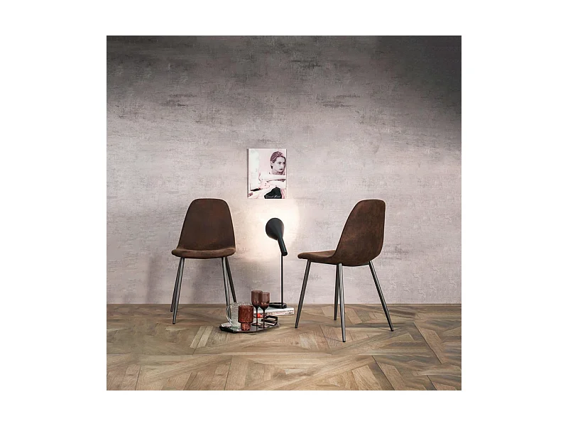 Set di 4 sedie imbottite marrone "Ginestra" moderni in similpelle cm 50x44 84h