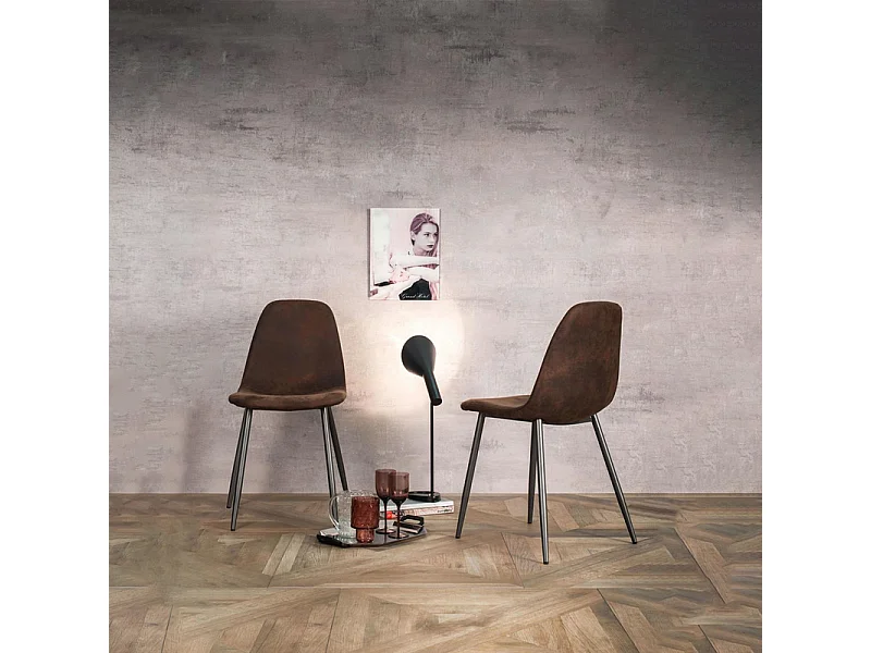 Set di 4 sedie imbottite marrone "Ginestra" moderni in similpelle cm 50x44 84h