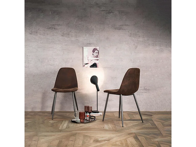 Set di 4 sedie imbottite marrone "Ginestra" moderni in similpelle cm 50x44 84h