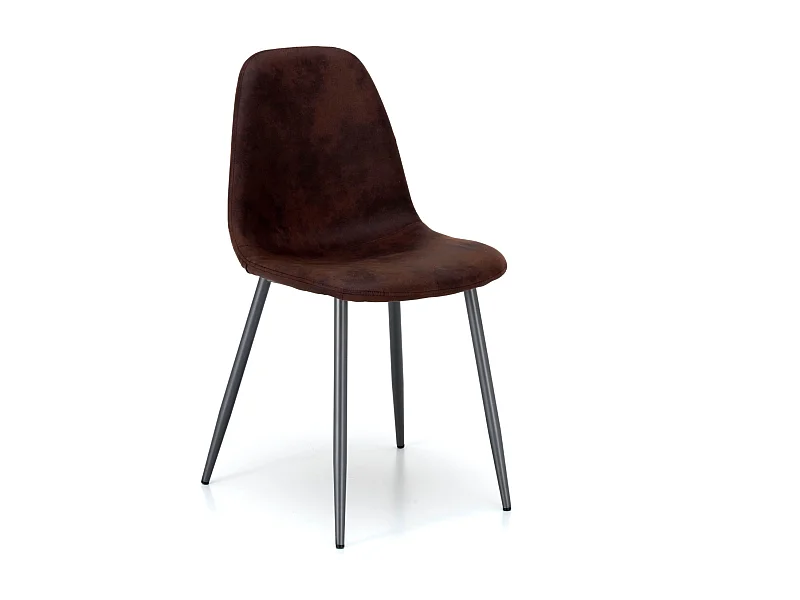 Conjunto de 4 cadeiras modernas estofadas "Ginestra" em pele sintética castanha, 50x44 cm, 84h