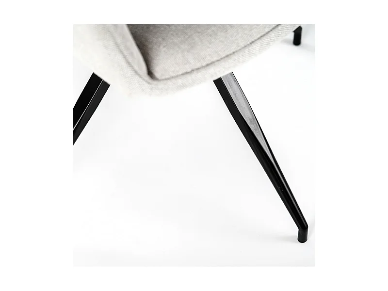 Lot de 4 chaises rembourrées "Anémone", fauteuils de salon modernes en tissu gris clair