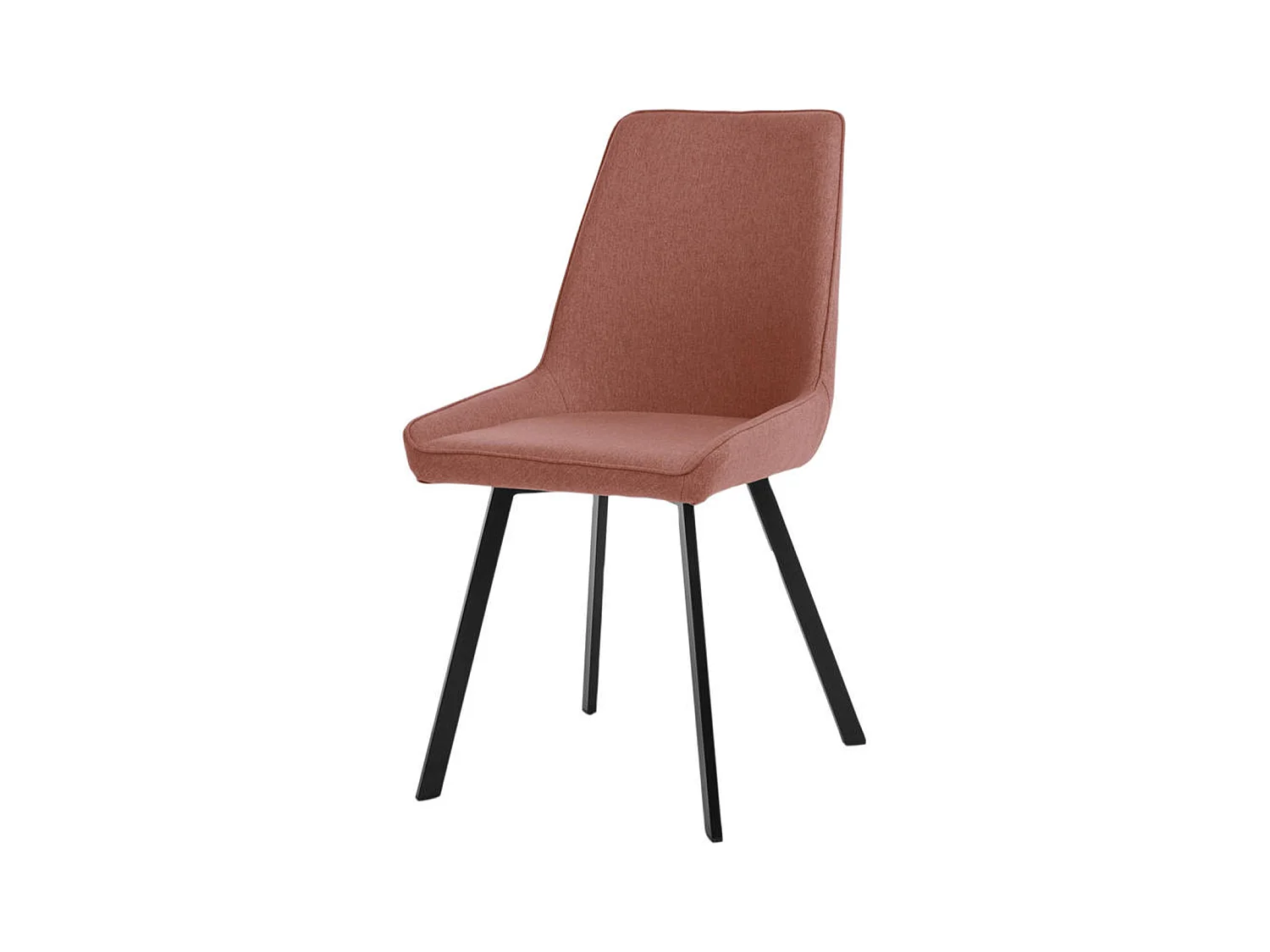 Set van 4 moderne "Woody" roestkleurige stoffen woonkamerstoelen met metalen poten, 46x57 cm, 80 cm hoog