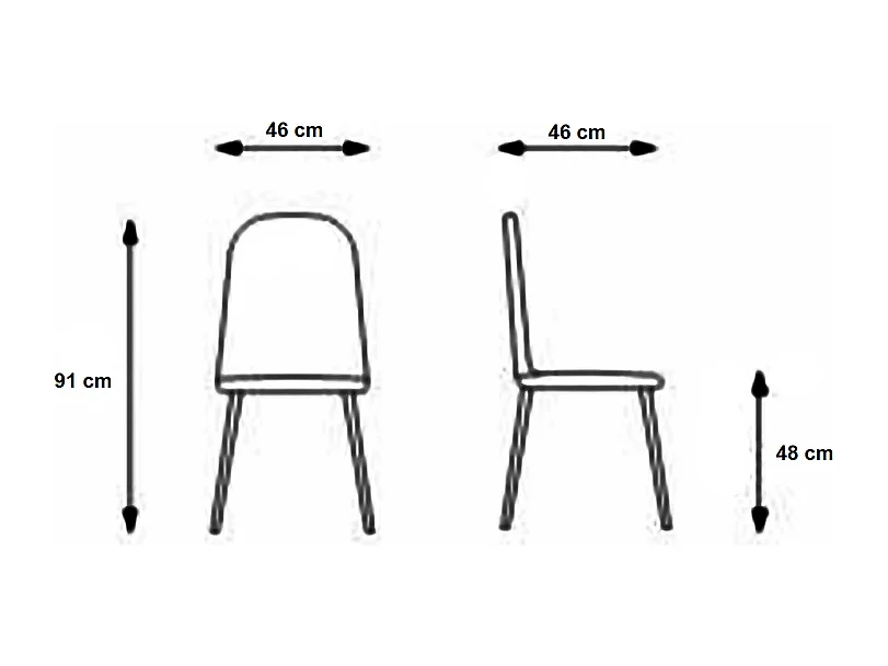 Lot de 4 chaises rembourrées « Edera », fauteuils modernes en tissu gris, 46x46 cm, 91h