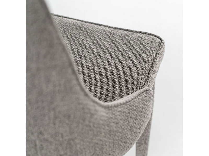 Komplet 4 krzeseł tapicerowanych "Edera", nowoczesne fotele w tkaninie szarej, 46x46 cm, 91h