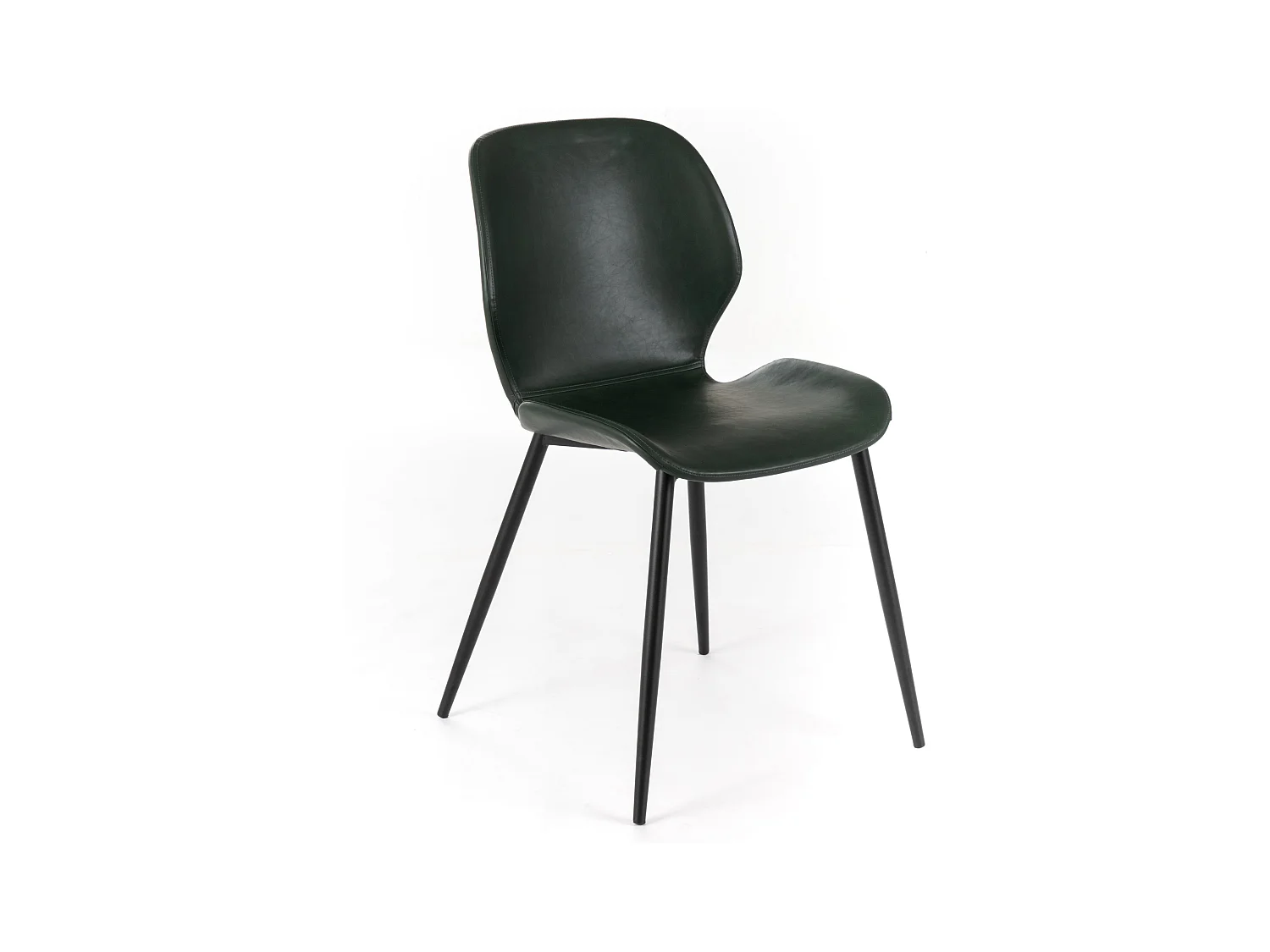 Ensemble de 4 chaises élégantes en similicuir vert foncé "Liam" soft touch vintage cm 45x55 83h
