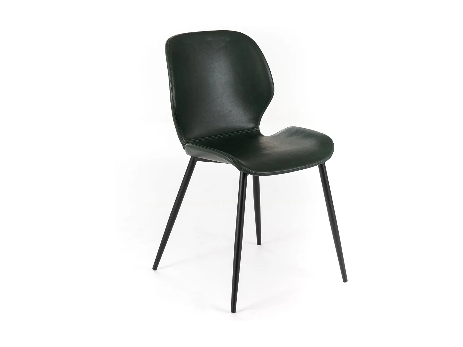 Set di 4 sedie eleganti in similpelle verde scuro "Liam" soft touch vintage cm 45x55 83h