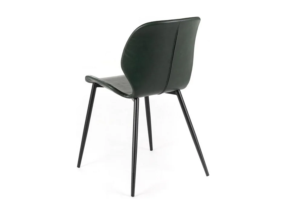 Set di 4 sedie eleganti in similpelle verde scuro "Liam" soft touch vintage cm 45x55 83h