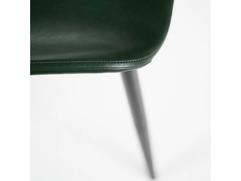 Set di 4 sedie eleganti in similpelle verde scuro "Liam" soft touch vintage cm 45x55 83h