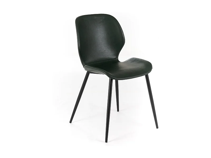 Ensemble de 4 chaises élégantes en similicuir vert foncé "Liam" soft touch vintage cm 45x55 83h