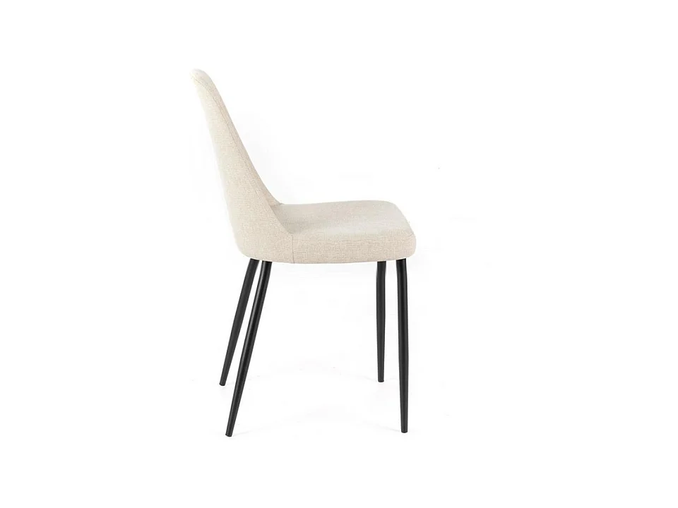 Lot de 4 chaises modernes en tissu beige "Giglio" avec pieds en métal peint, 46x55 cm, hauteur 85 cm