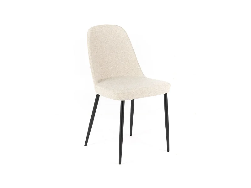 Set van 4 moderne stoelen in beige "Giglio" stof met geverfde metalen poten, 46x55 cm, 85 cm hoog.