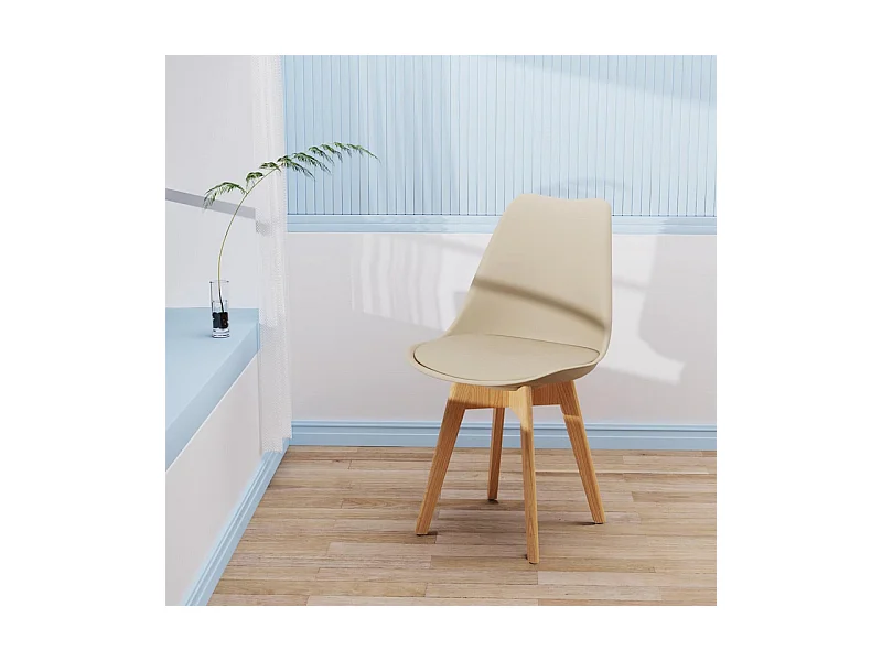 Set di 2 sedie imbottite in similpelle tortora "Stilezze" poltrone con gambe in legno cm 52x48,5 82h