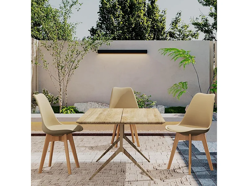 Set di 2 sedie imbottite in similpelle tortora "Stilezze" poltrone con gambe in legno cm 52x48,5 82h