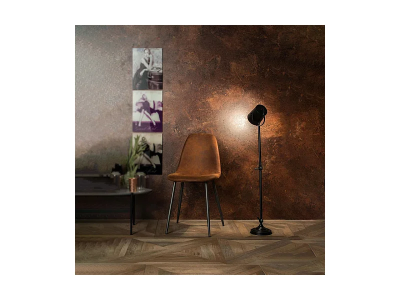 Set di 4 sedie imbottite marrone chiaro "Ginestra" moderni in similpelle cm 50x44 84h