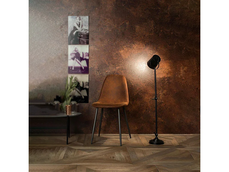 Set di 4 sedie imbottite marrone chiaro "Ginestra" moderni in similpelle cm 50x44 84h