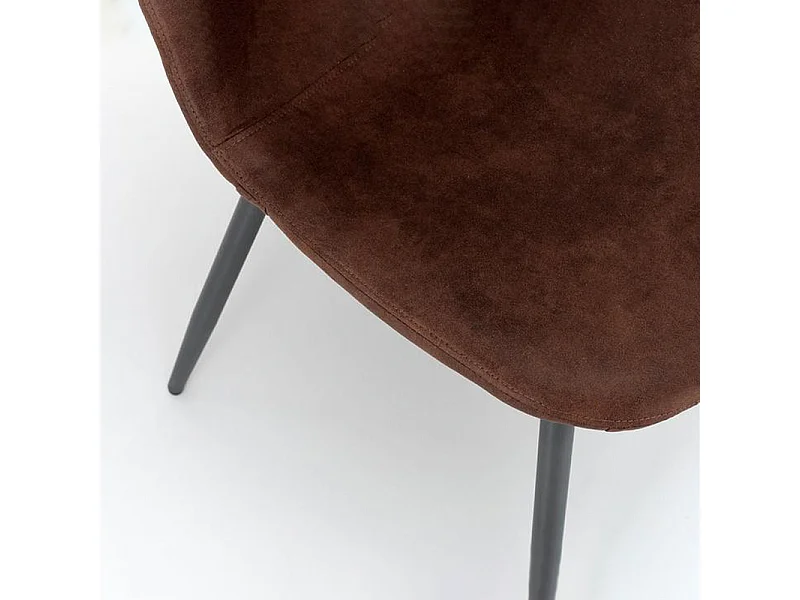 Set di 4 sedie imbottite marrone chiaro "Ginestra" moderni in similpelle cm 50x44 84h