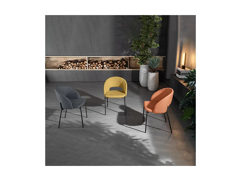 Set di 4 sedie moderne imbottite "Erica" da pranzo in tessuto grigio scuro cm 56x52 78,5h