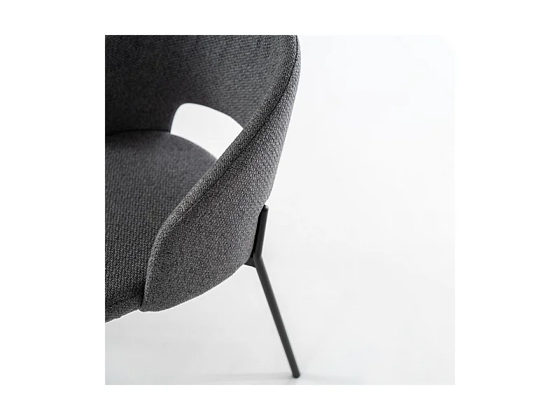 Set di 4 sedie moderne imbottite "Erica" da pranzo in tessuto grigio scuro cm 56x52 78,5h