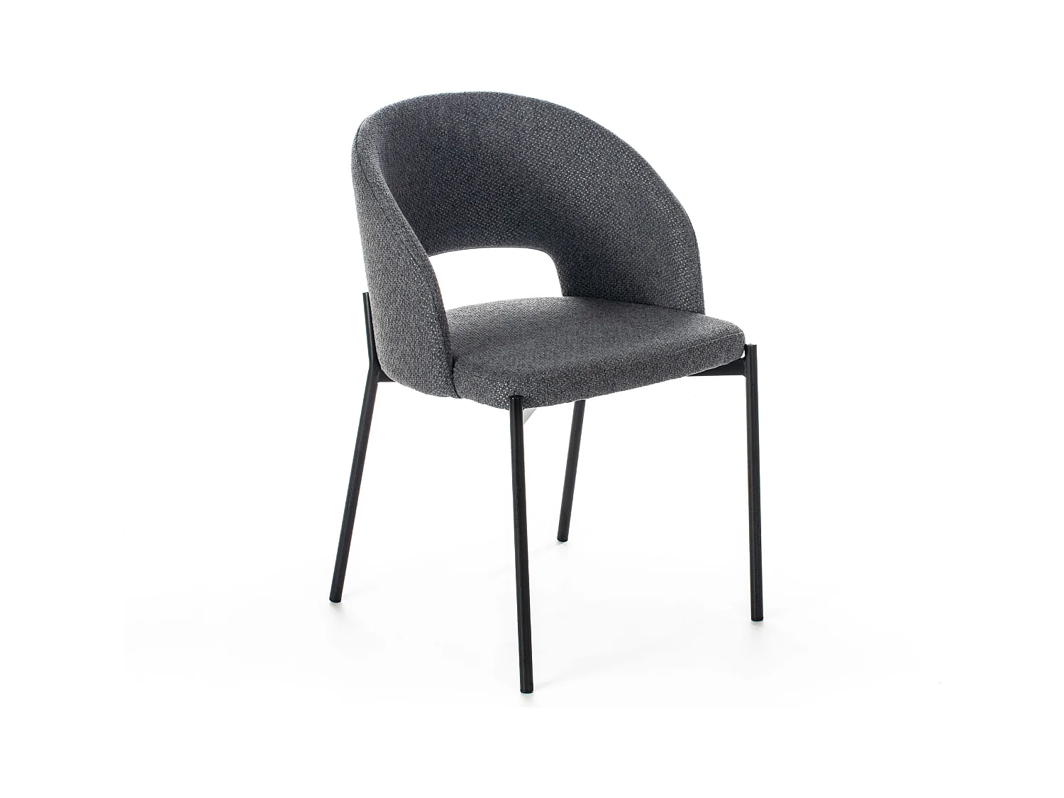 Ensemble de 4 chaises de salle à manger modernes rembourrées "Erica" ​​en tissu gris foncé, 56x52 cm, hauteur 78,5 cm.
