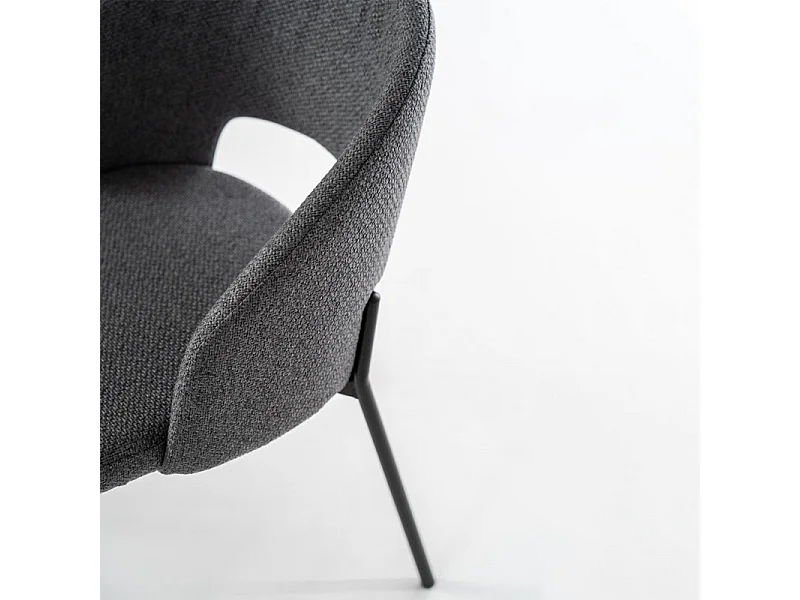 Set di 4 sedie moderne imbottite "Erica" da pranzo in tessuto grigio scuro cm 56x52 78,5h