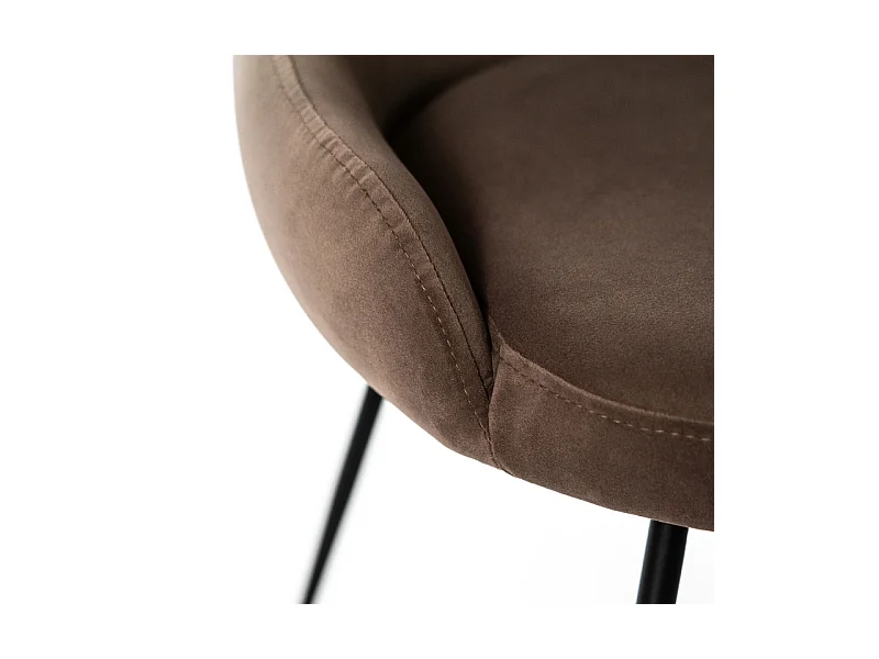 Sedia moderna imbottita "Alyssa" effetto velluto marrone cm 49,5x48,5 80h
