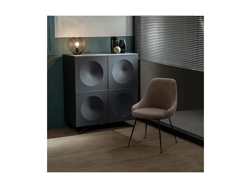 Sedia moderna imbottita "Alyssa" effetto velluto marrone cm 49,5x48,5 80h