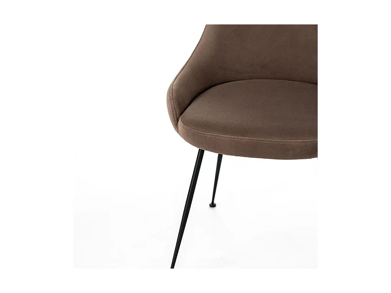 Sedia moderna imbottita "Alyssa" effetto velluto marrone cm 49,5x48,5 80h