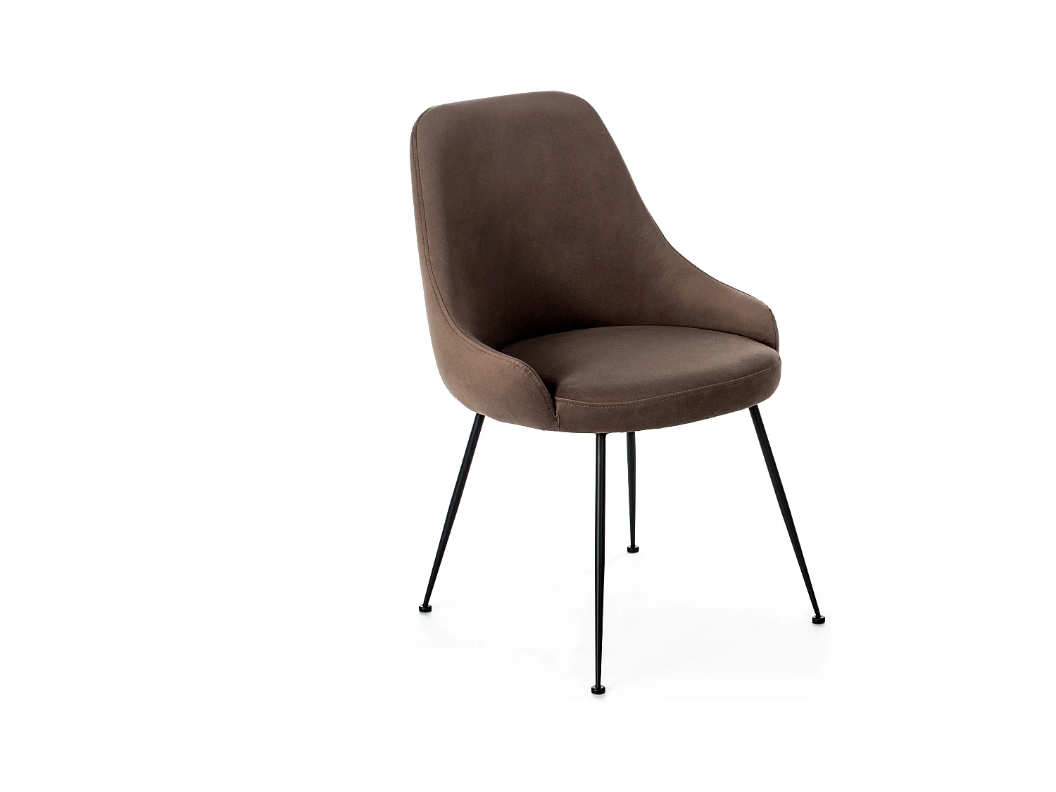Chaise rembourrée moderne "Alyssa" effet velours marron cm 49,5x48,5 80h