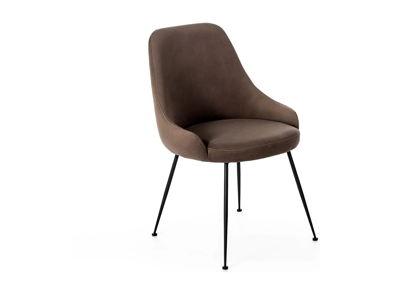 Sedia moderna imbottita "Alyssa" effetto velluto marrone cm 49,5x48,5 80h