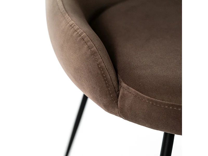 Sedia moderna imbottita "Alyssa" effetto velluto marrone cm 49,5x48,5 80h