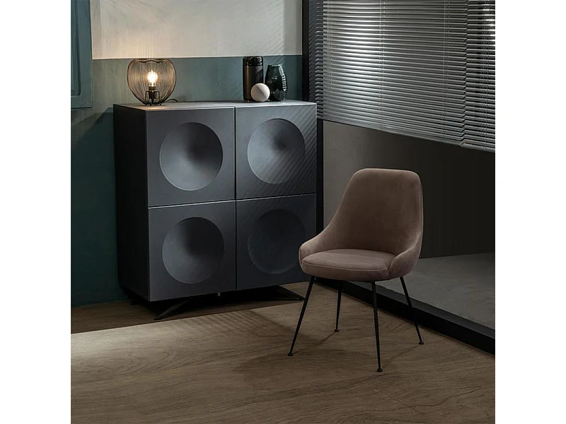 Sedia moderna imbottita "Alyssa" effetto velluto marrone cm 49,5x48,5 80h