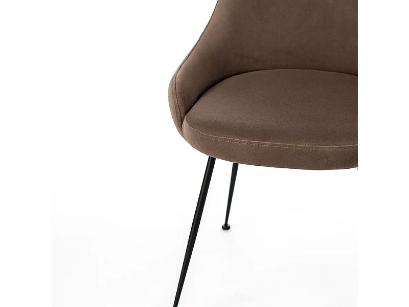 Sedia moderna imbottita "Alyssa" effetto velluto marrone cm 49,5x48,5 80h