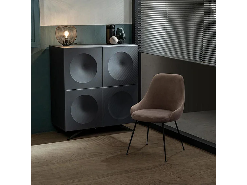 Sedia moderna imbottita "Alyssa" effetto velluto marrone cm 49,5x48,5 80h