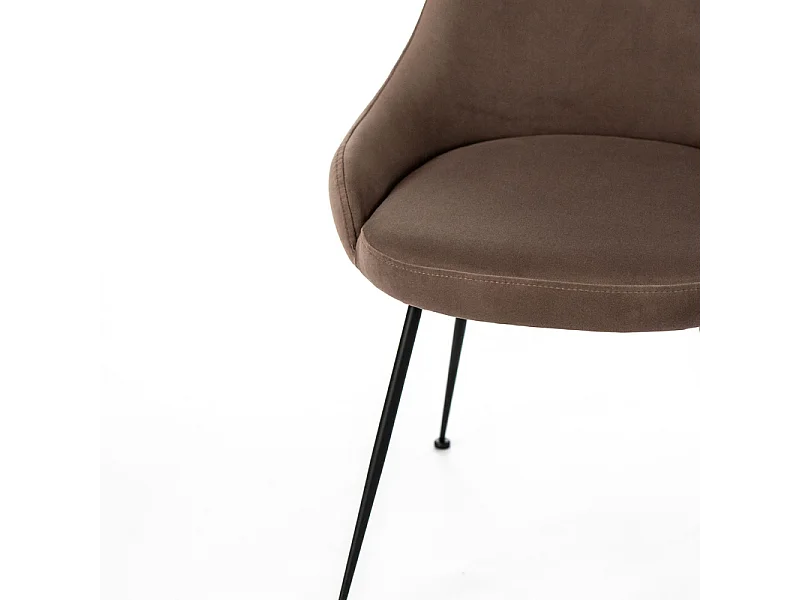 Sedia moderna imbottita "Alyssa" effetto velluto marrone cm 49,5x48,5 80h